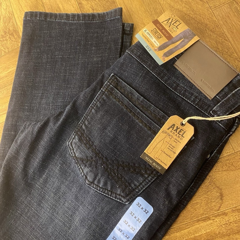 TK‎ Axel Jeans Mens 32x32 Blue Slim Boot Cut Stretch Denim Western Embroidered